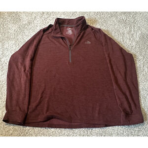 LL Bean Sweater Fleece Pullover Mens XL Red Slightly Fitted Snap Button